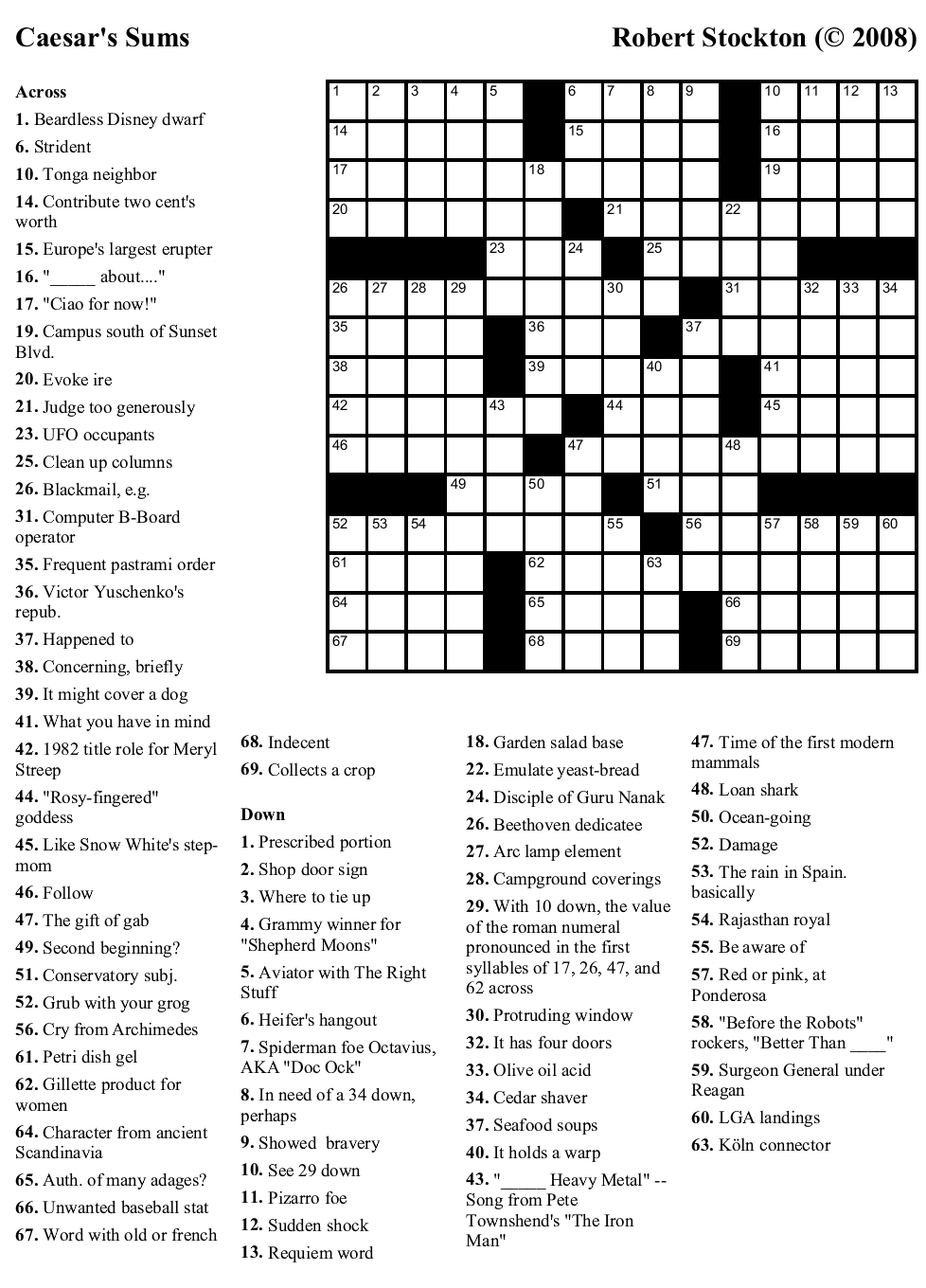 La Times Free Printable Crosswords
