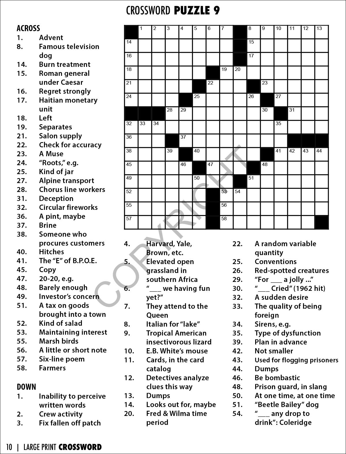 Large Print Crossword Puzzles Visually Impaired Free Crossword