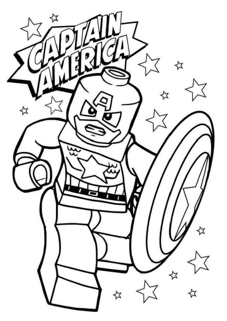 Lego Captain America Angry Coloring Page Free Printable Coloring 