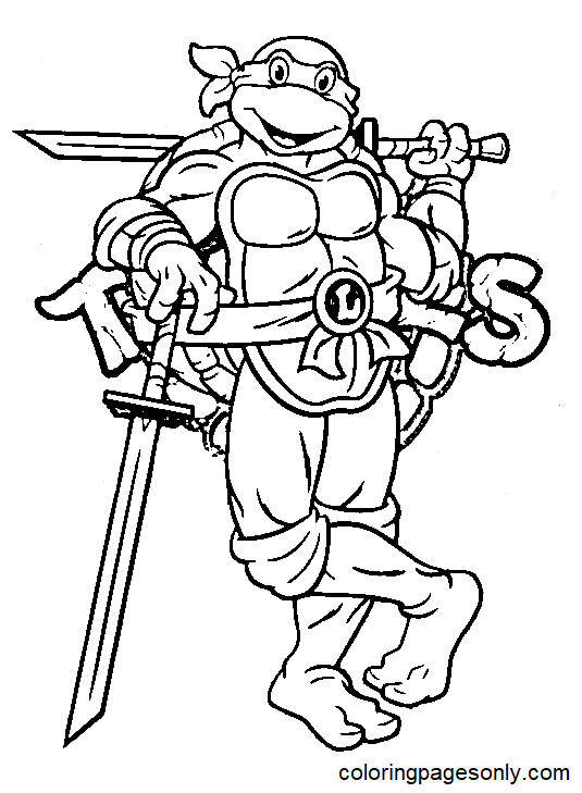 Leonardo Teenage Mutant Ninja Turtles Coloring Page Free Printable 