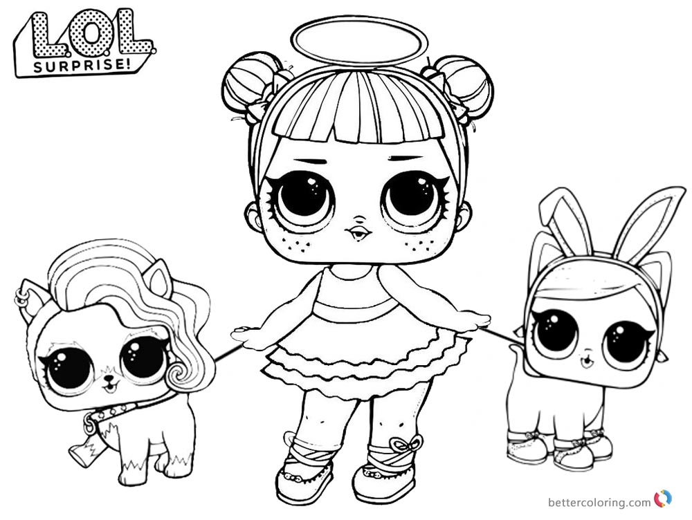 LOL Coloring Pages Sugar With Two Pet Dolls Free Printable Coloring Pages