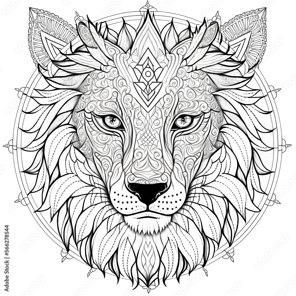 Mandala Lion Coloring Page Lion Coloring Page Animal Coloring Page 