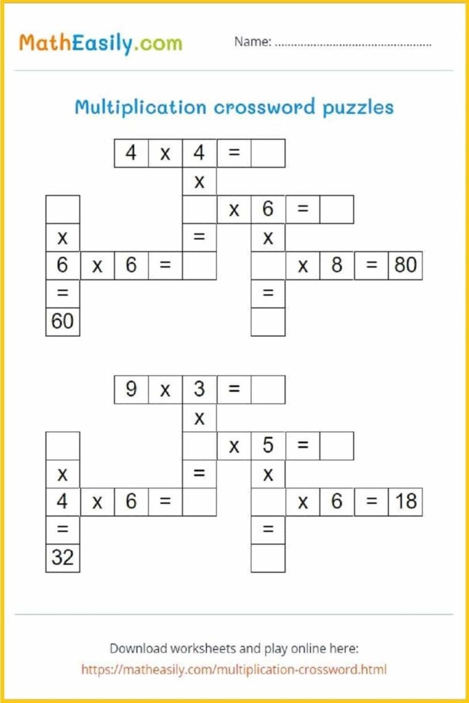 Math Crossword Puzzles Printable Free Crossword Puzzles Printable