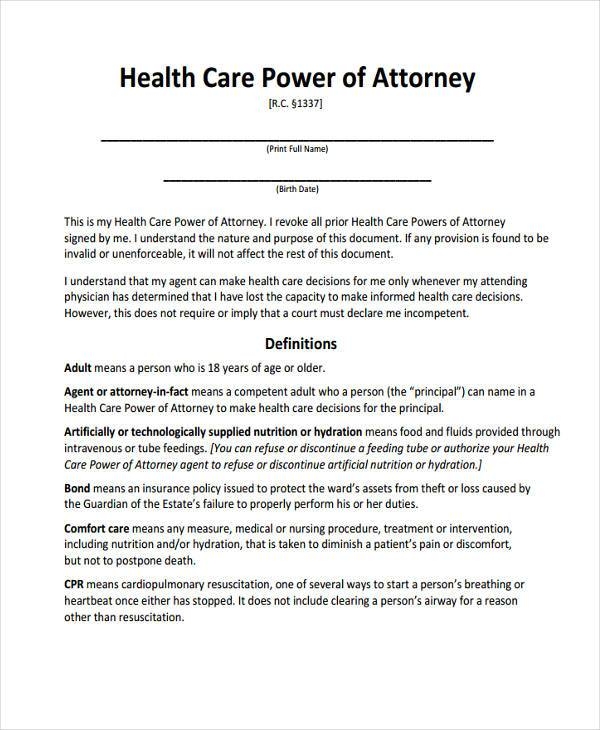 Medical Power Of Attorney Template