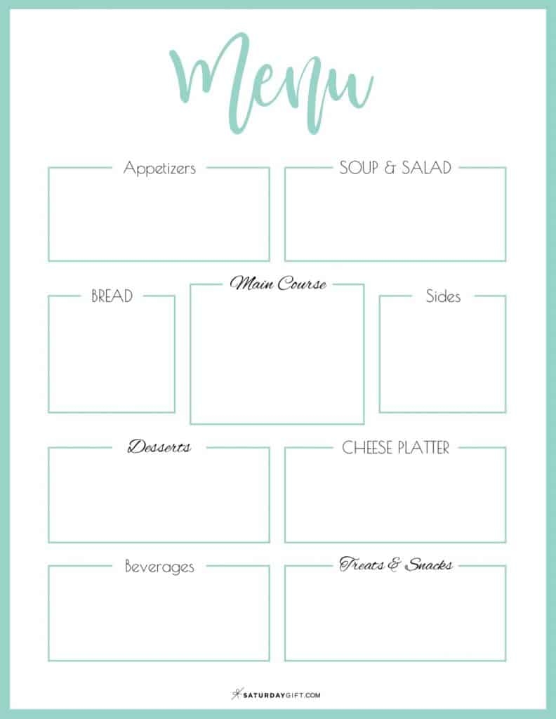 Menu Template Free Printable Sarseh