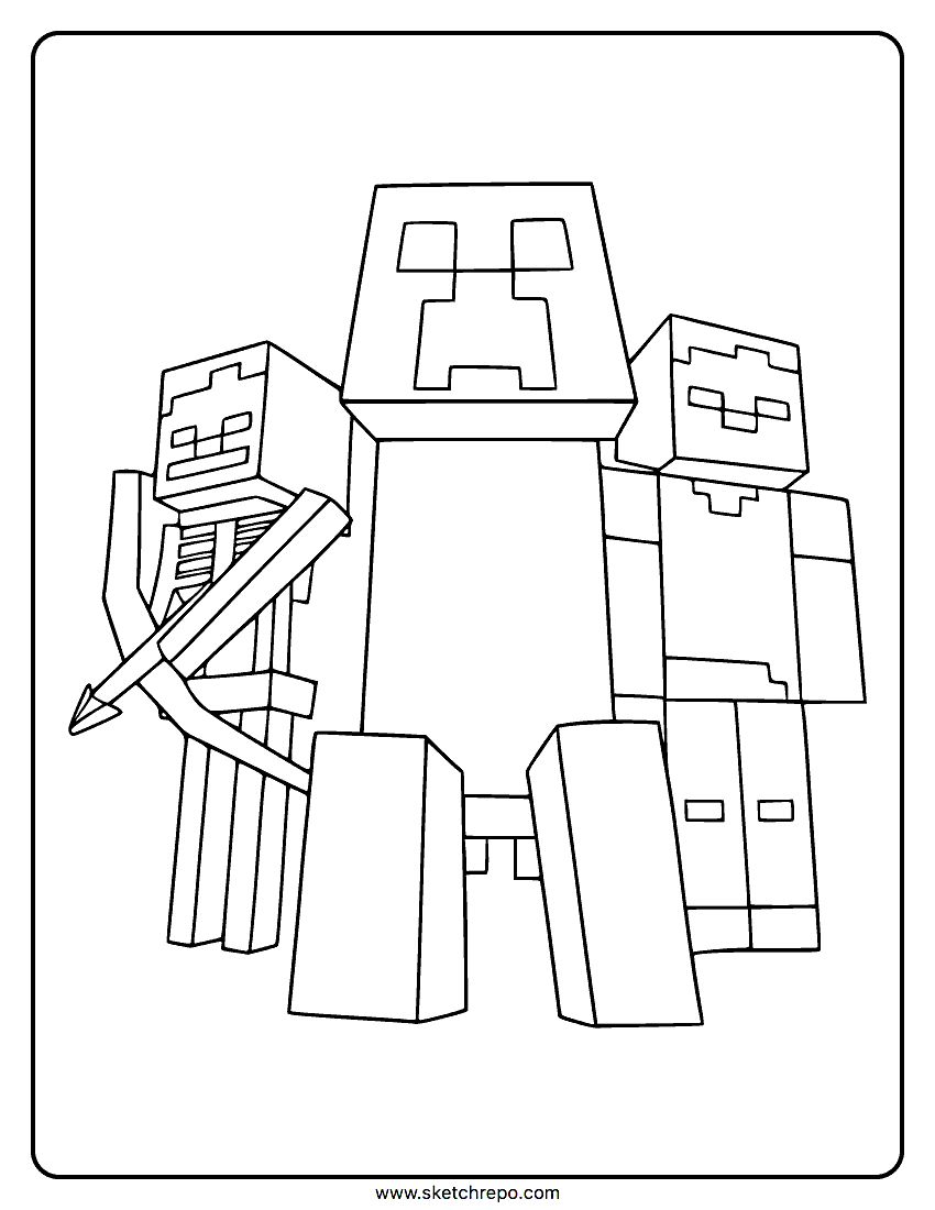 Minecraft Creeper Coloring Page Sketch Repo
