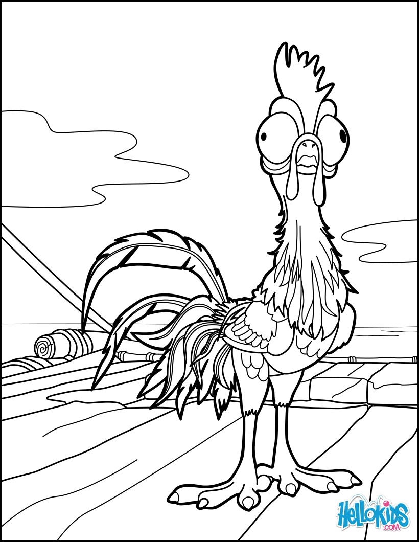Moana Heihei Coloring Pages Hellokids