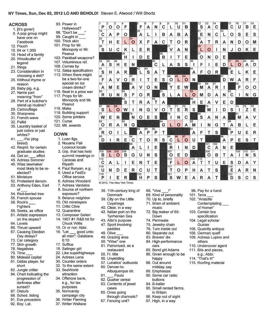 New York Times Crossword Printable Free Monday Free Printable