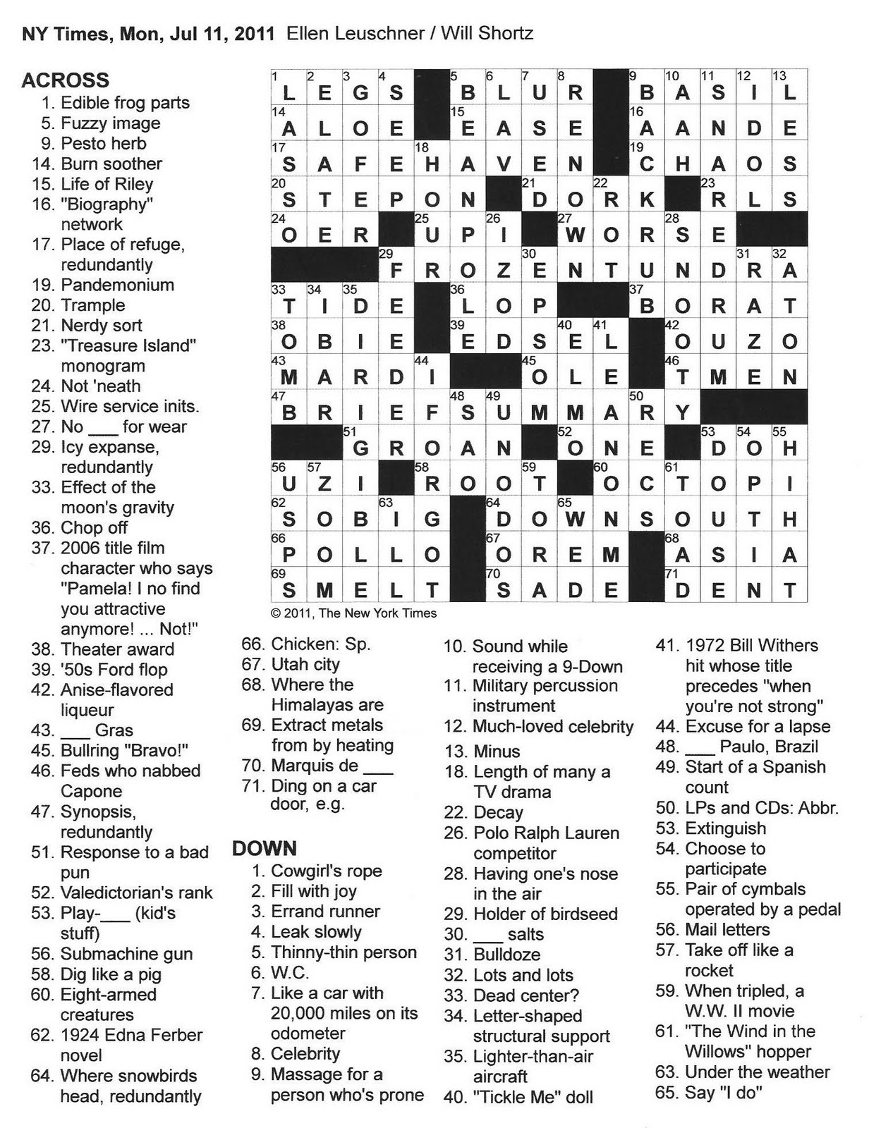 New York Times Monday Crossword Printable Free Free Templates Printable