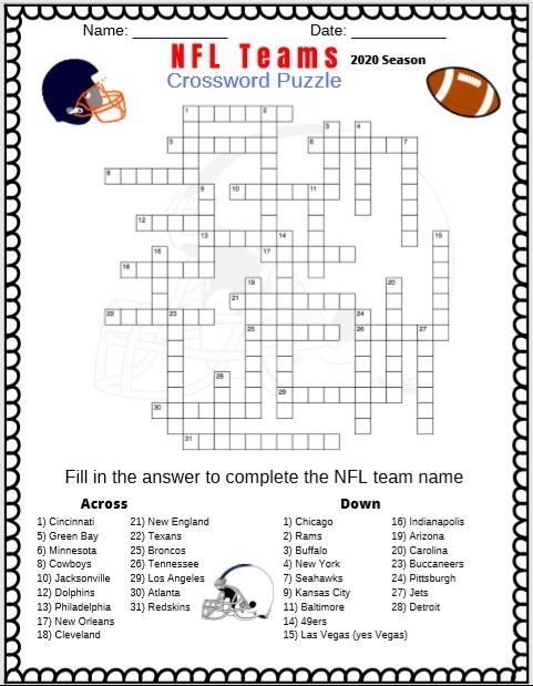 Nfl Crossword Puzzle Printable Printable Crossword Puzzles Online