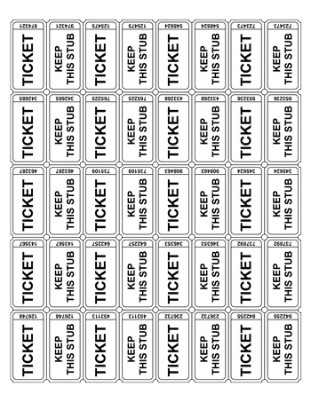 Numbered Raffle Ticket Tim 39 s Printables