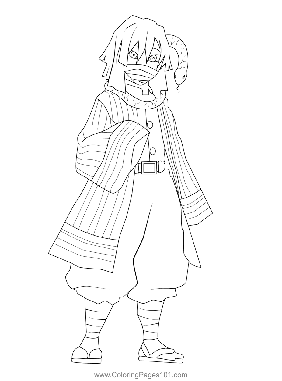 Obanai Iguro Demon Slayer Coloring Page For Kids Free Demon Slayer 
