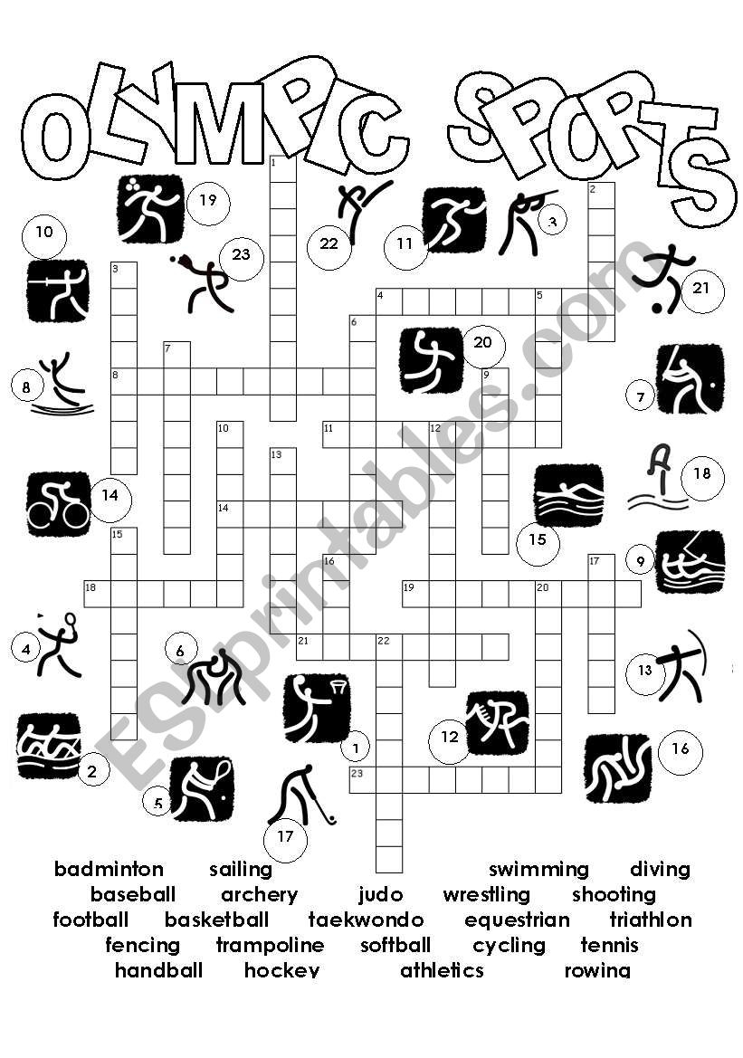 Olympic Sports Crossword ESL Worksheet By Me fig