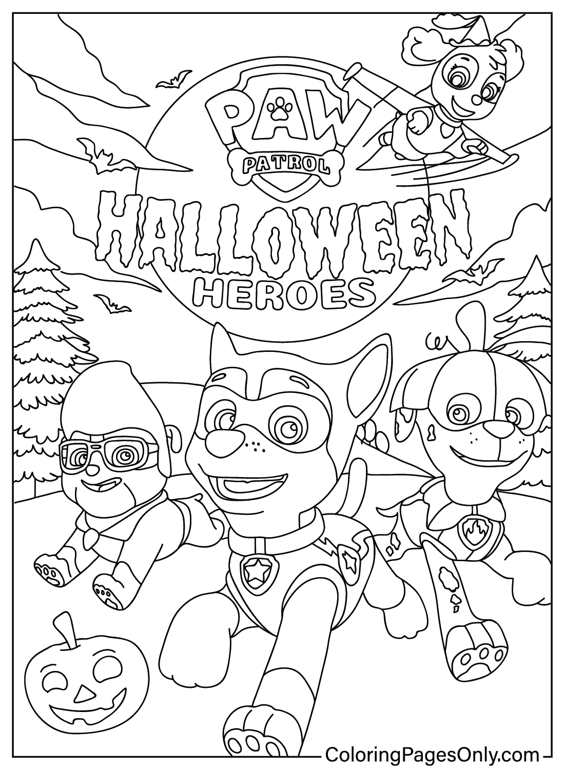 Paw Patrol Halloween Coloring Page Free Printable Coloring Pages