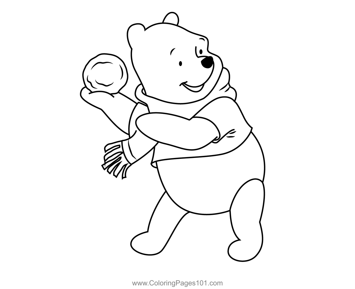 Pooh Bear Playing Coloring Page For Kids Free Winnie The Pooh 