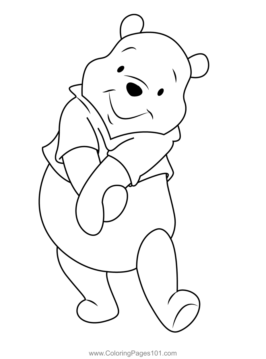 Pooh Bear Shy Coloring Page For Kids Free Winnie The Pooh Printable 
