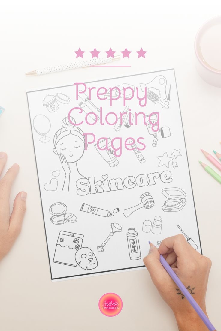 Preppy Coloring Pages Preppy Coloring Book Printable Easy Aesthetic 