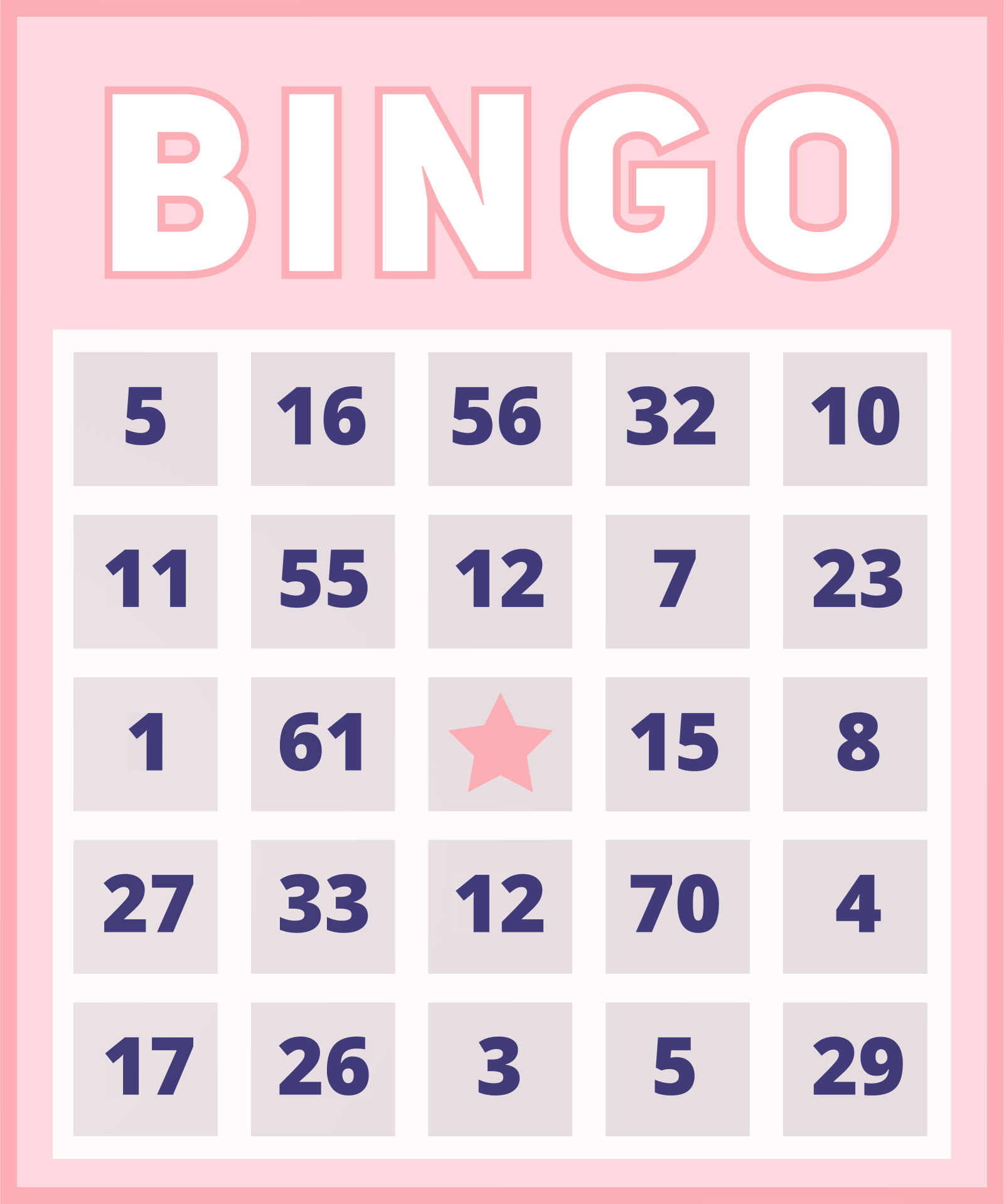 Printable Bingo Card Templates Bingo Card Template Bingo Cards 117924 