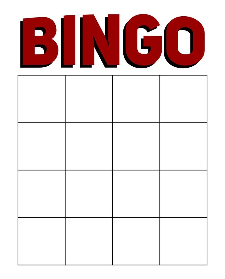 Printable Blank Bingo Cards Template 4 X 4 Bingo Template Bingo Card