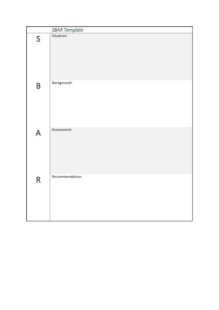 Printable Blank Sbar Template Fillable Form 2023