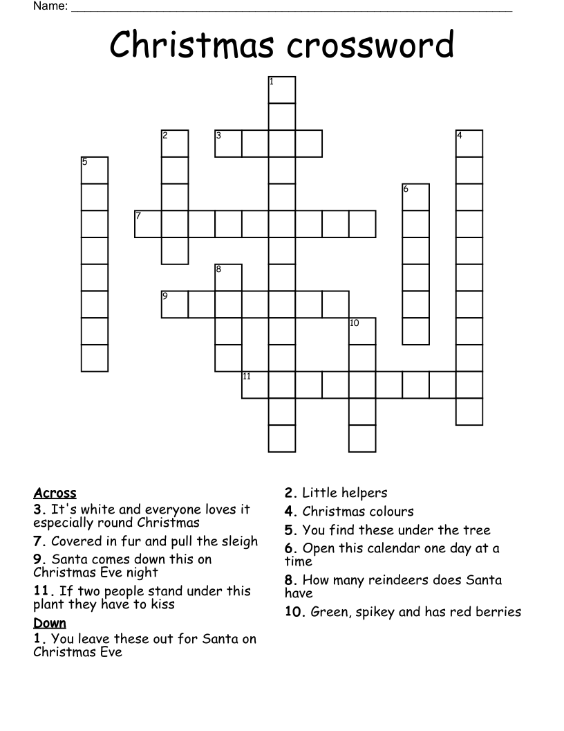Printable Christmas Crossword