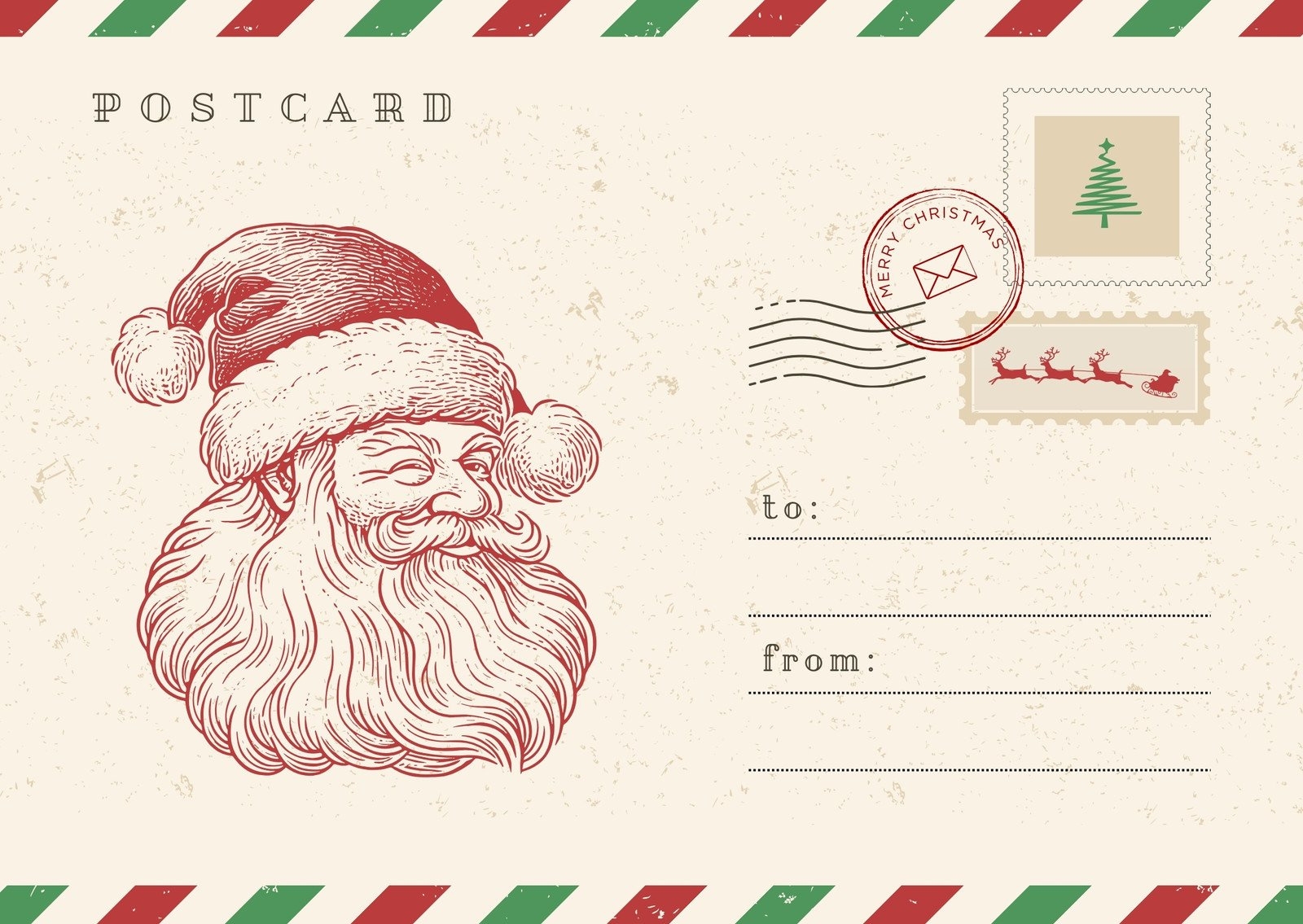 Printable Christmas Postcards Templates Free FREE Printable HQ