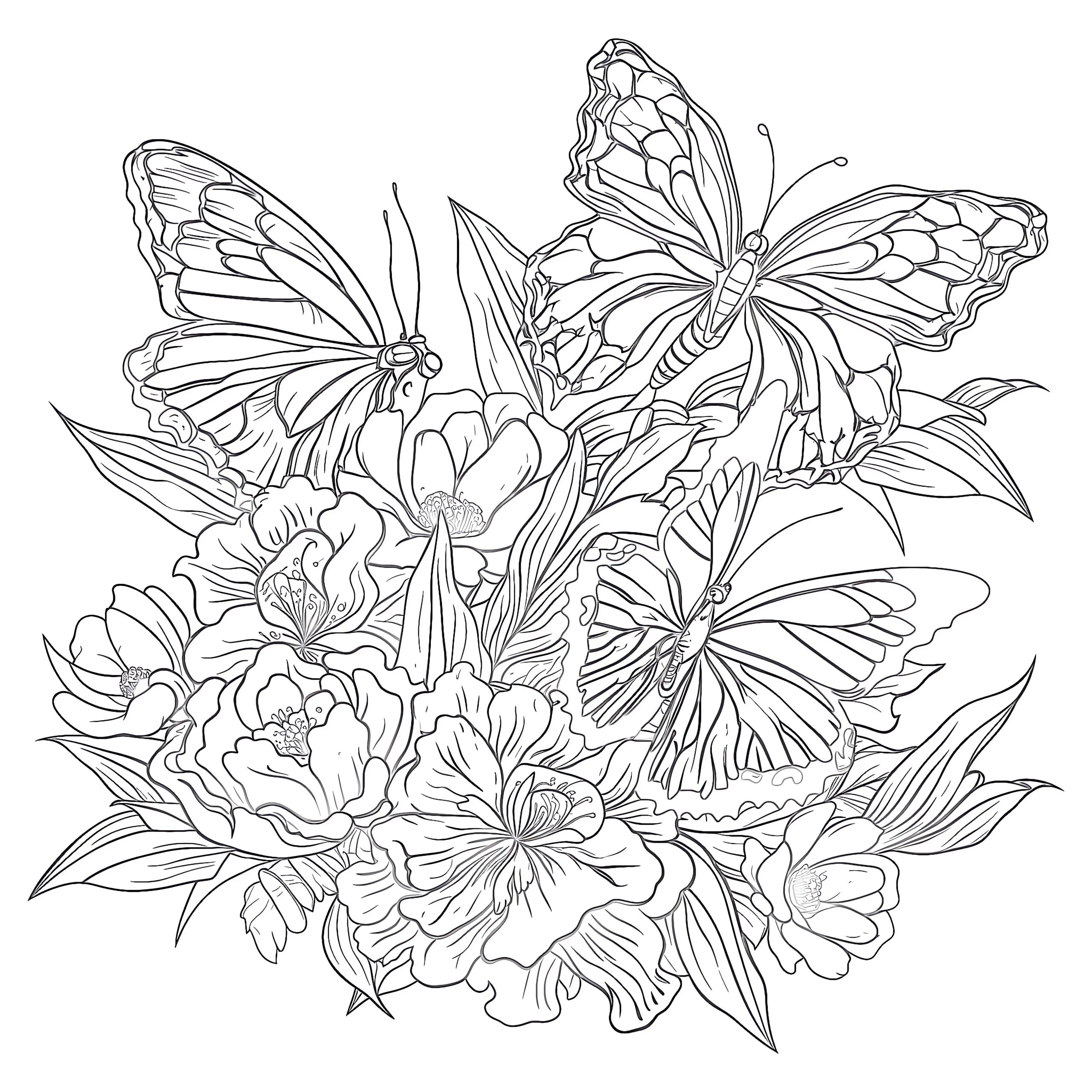 Printable Coloring Pages Flowers And Erflies Infoupdate