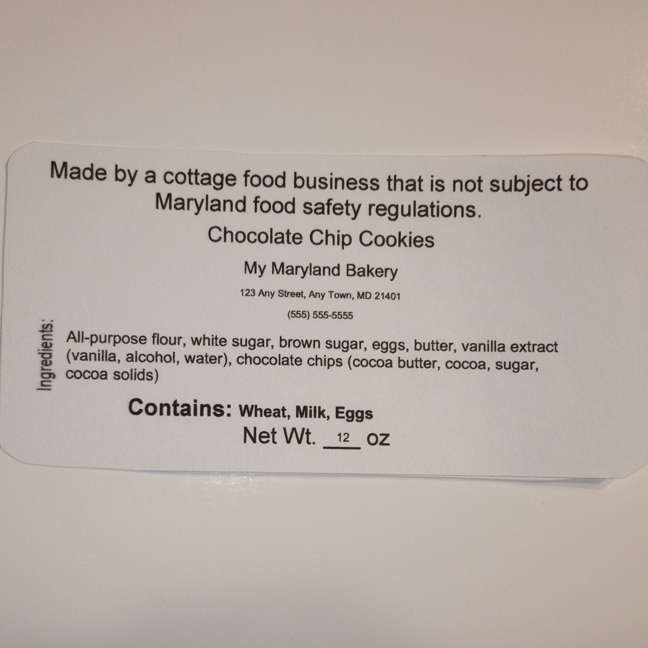 Printable Cottage Food Label Template Free Printable