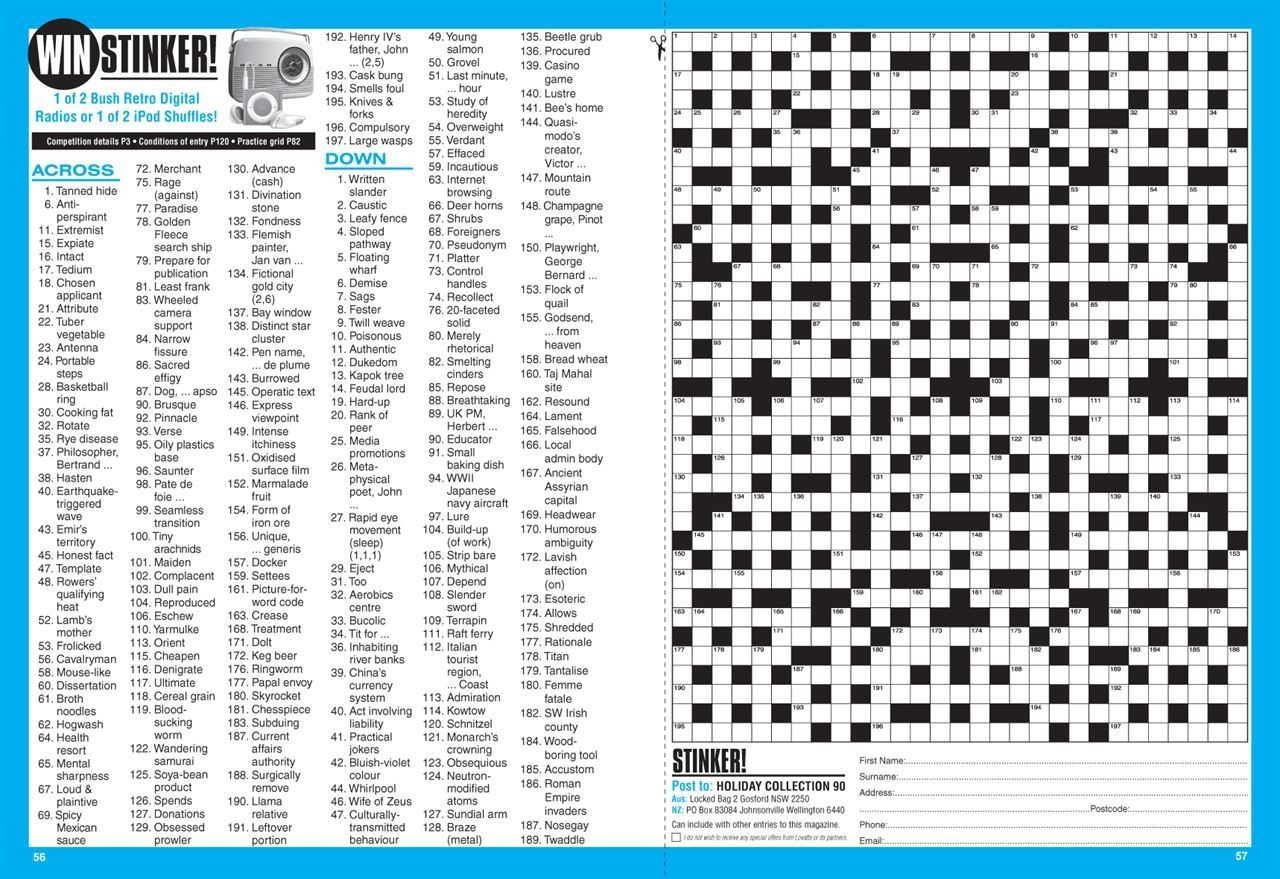 Printable Cryptic Crossword Puzzles Nz Printable Crossword Puzzles