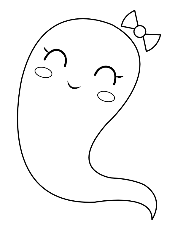 Printable Cute Girl Ghost Coloring Page
