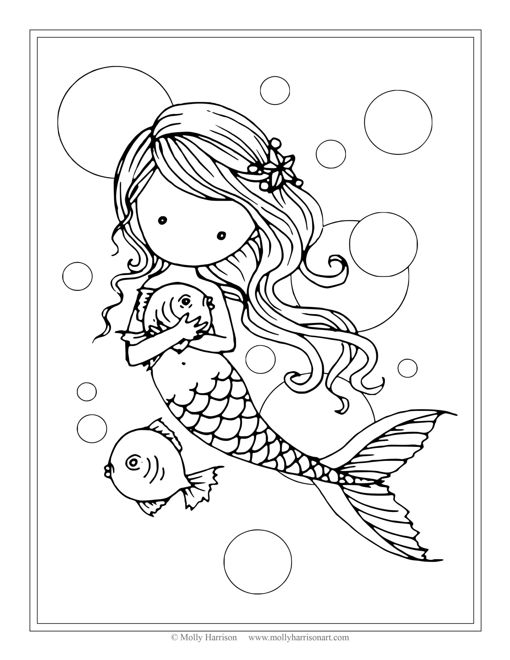 Printable Easy Mermaid Coloring Pages