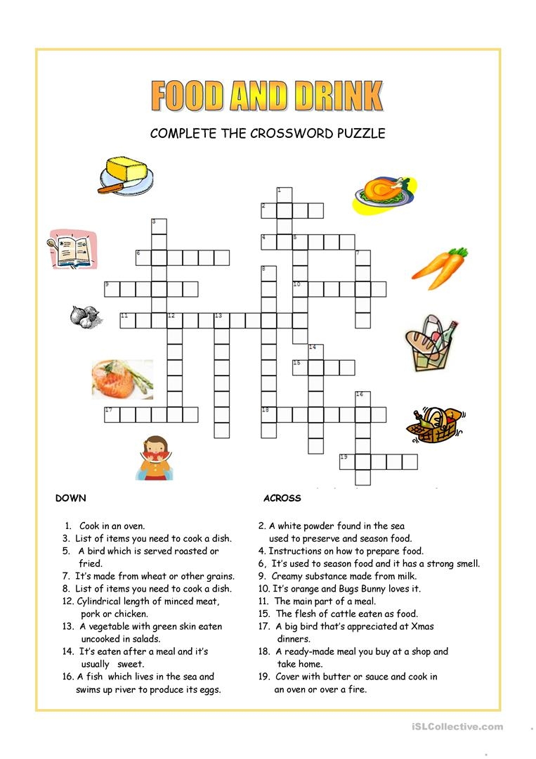 Printable Food Puzzle Printable Crossword Puzzles