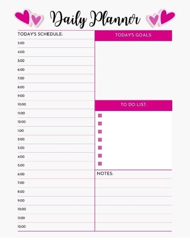 Printable Free Image Of Daily Schedule Template Free Download And