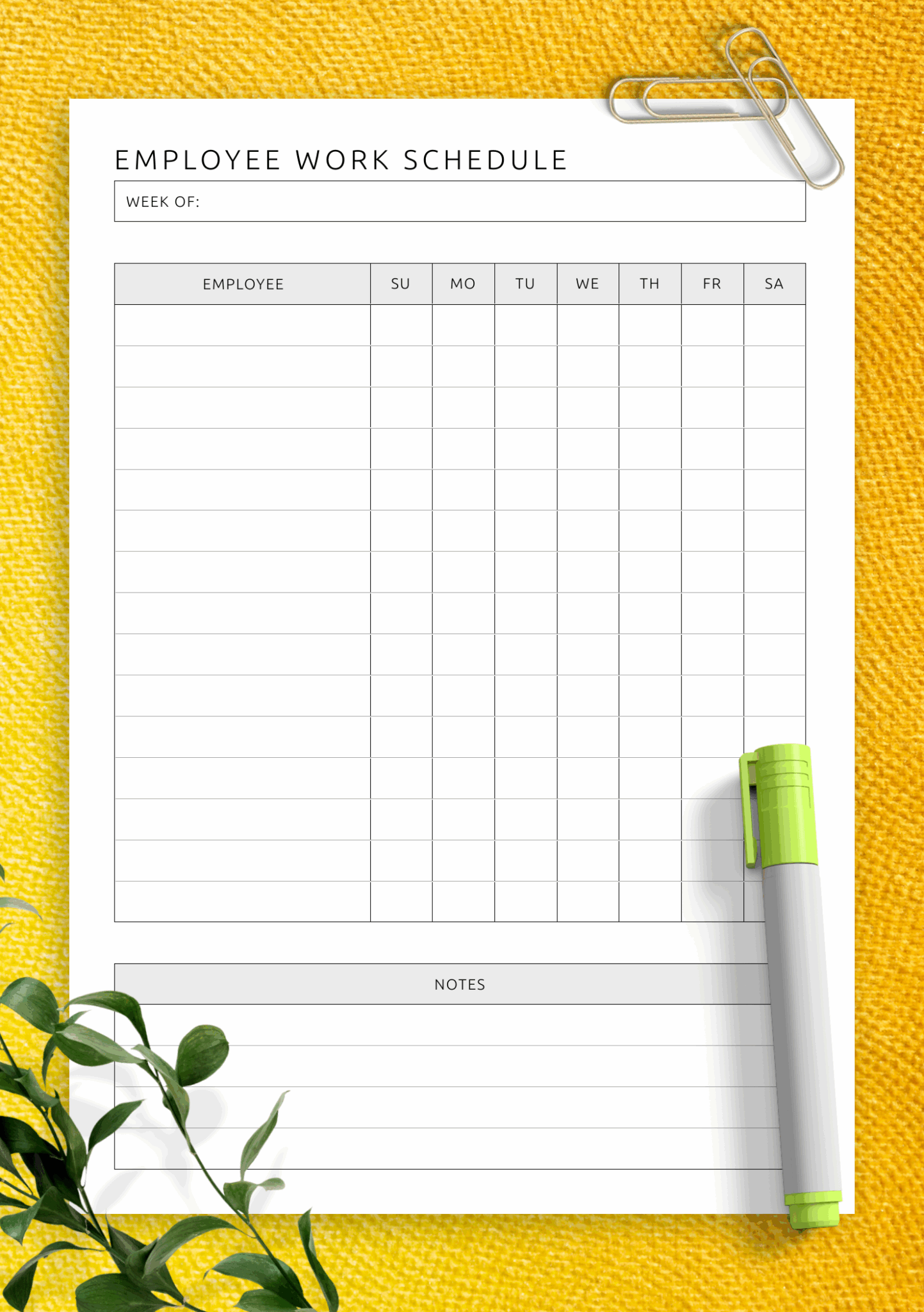 Printable Free Weekly Employee Work Schedule Template - Elmo Coloring ...