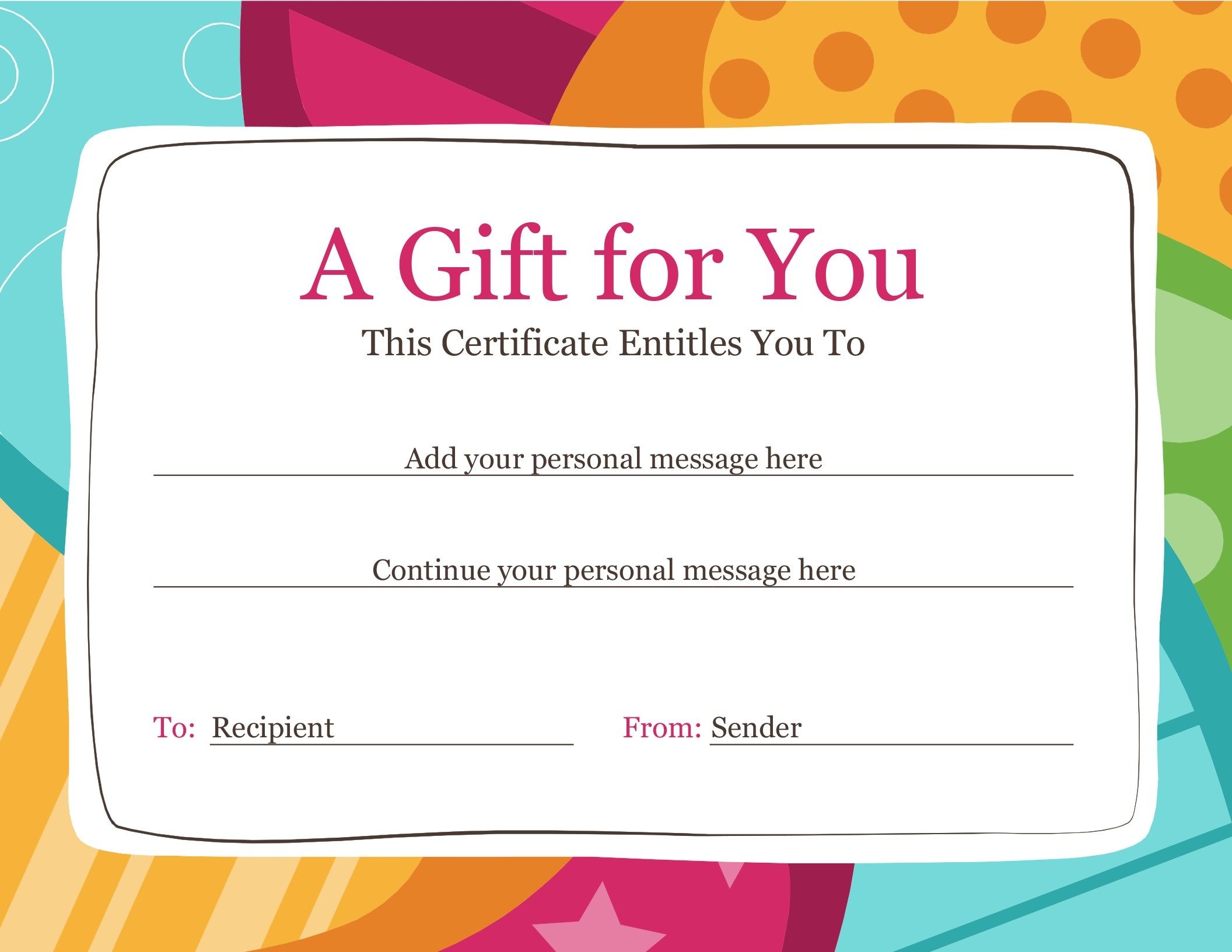 Printable Gift Certificates Template Printable Word Searches