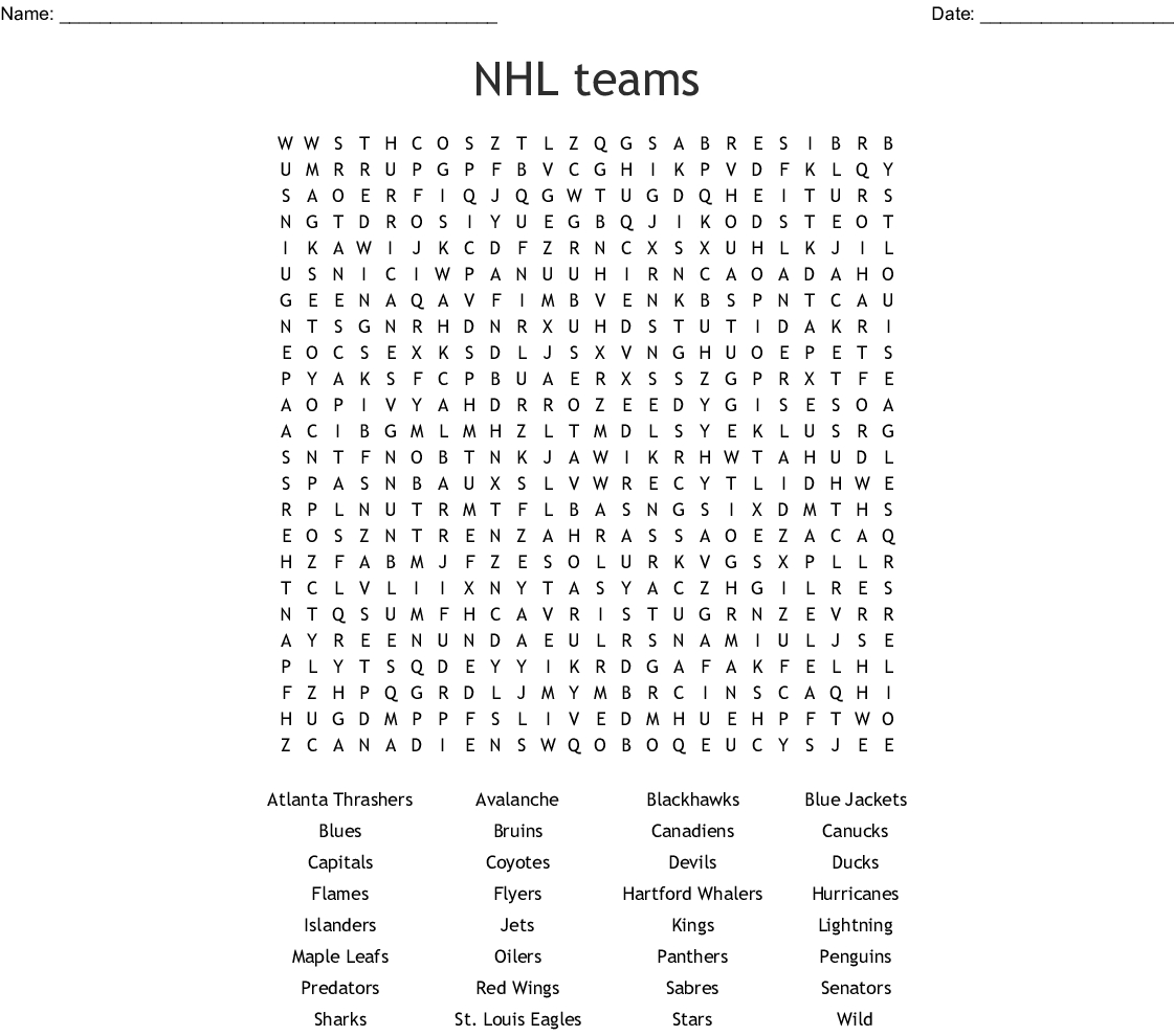 Printable Hockey Crossword Printable Crossword Puzzles