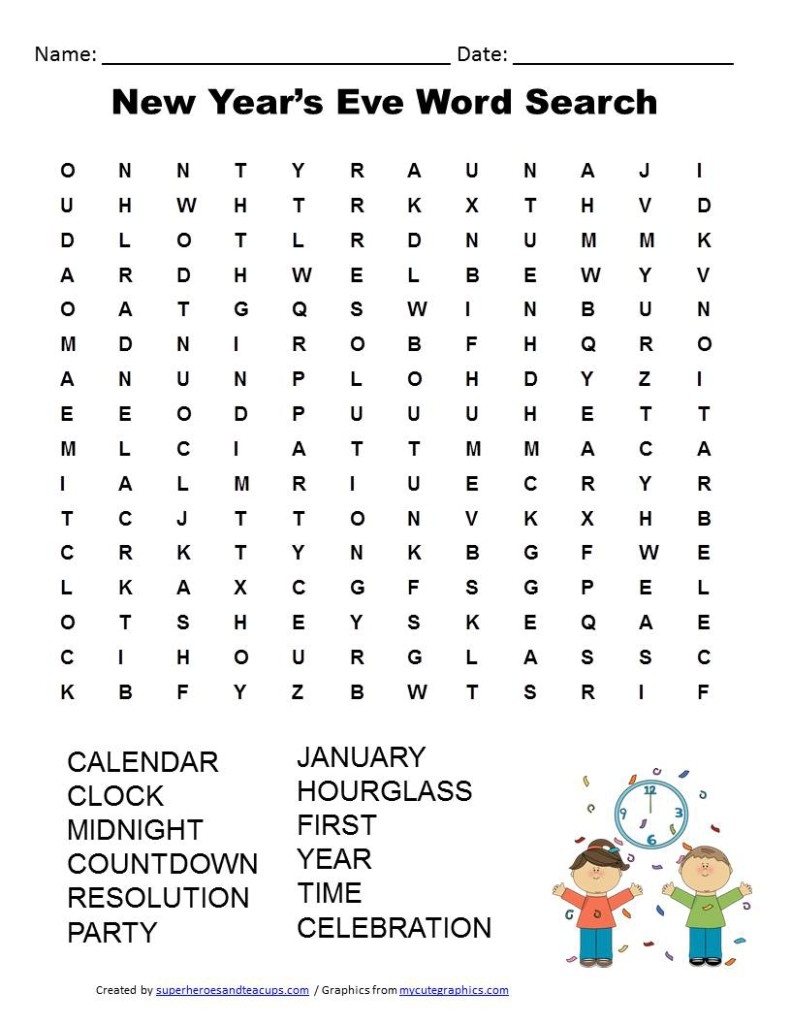 Printable New Year 39 s Crossword Puzzle Printable Crossword Puzzles