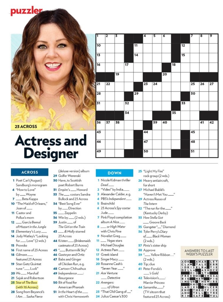 Printable People Magazine Crossword Puzzle Printable JD