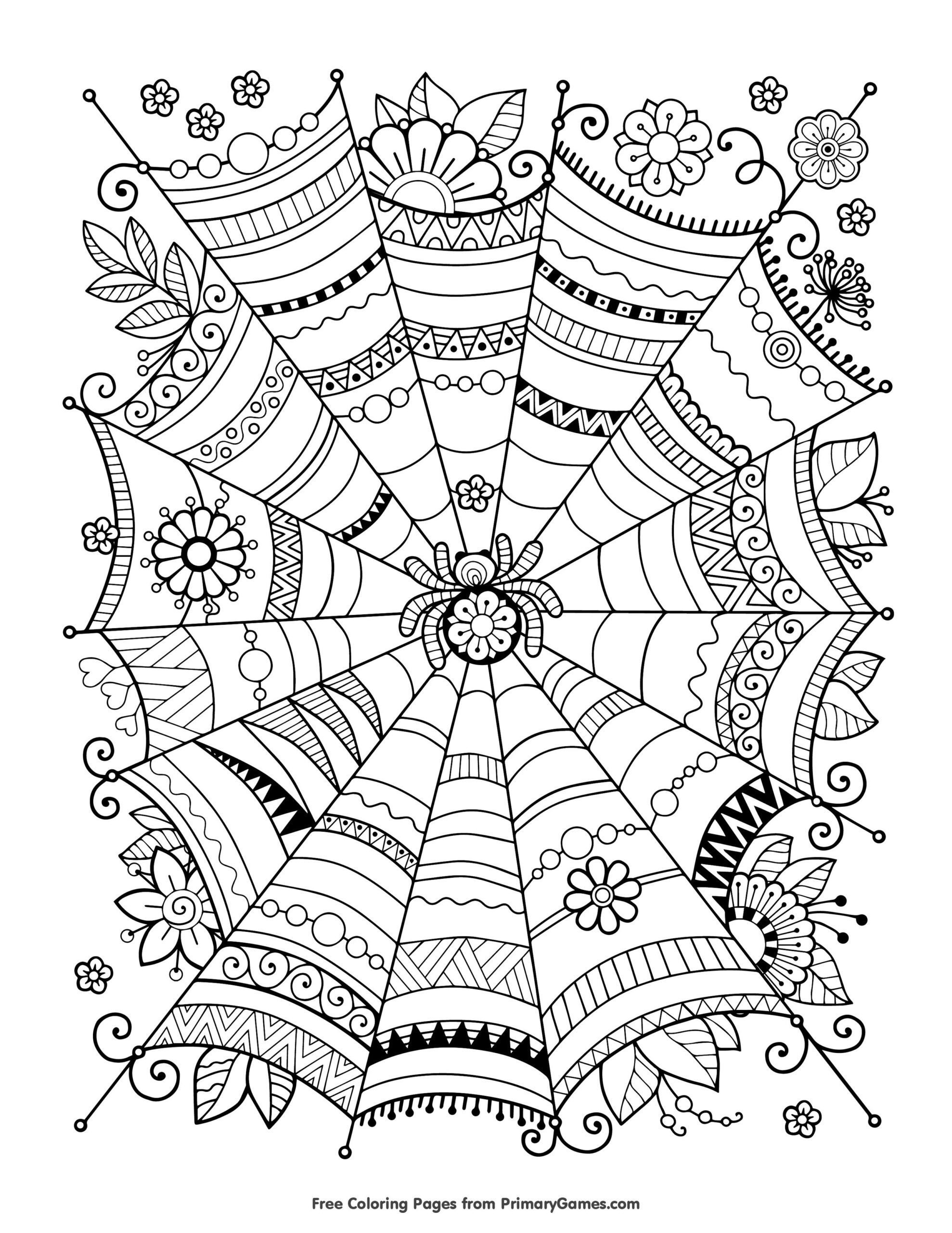 Printable Spider Halloween Coloring Pages For Adults Thekidsworksheet