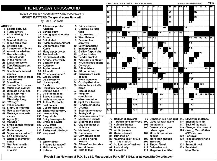 Printable Sunday Crossword Puzzle
