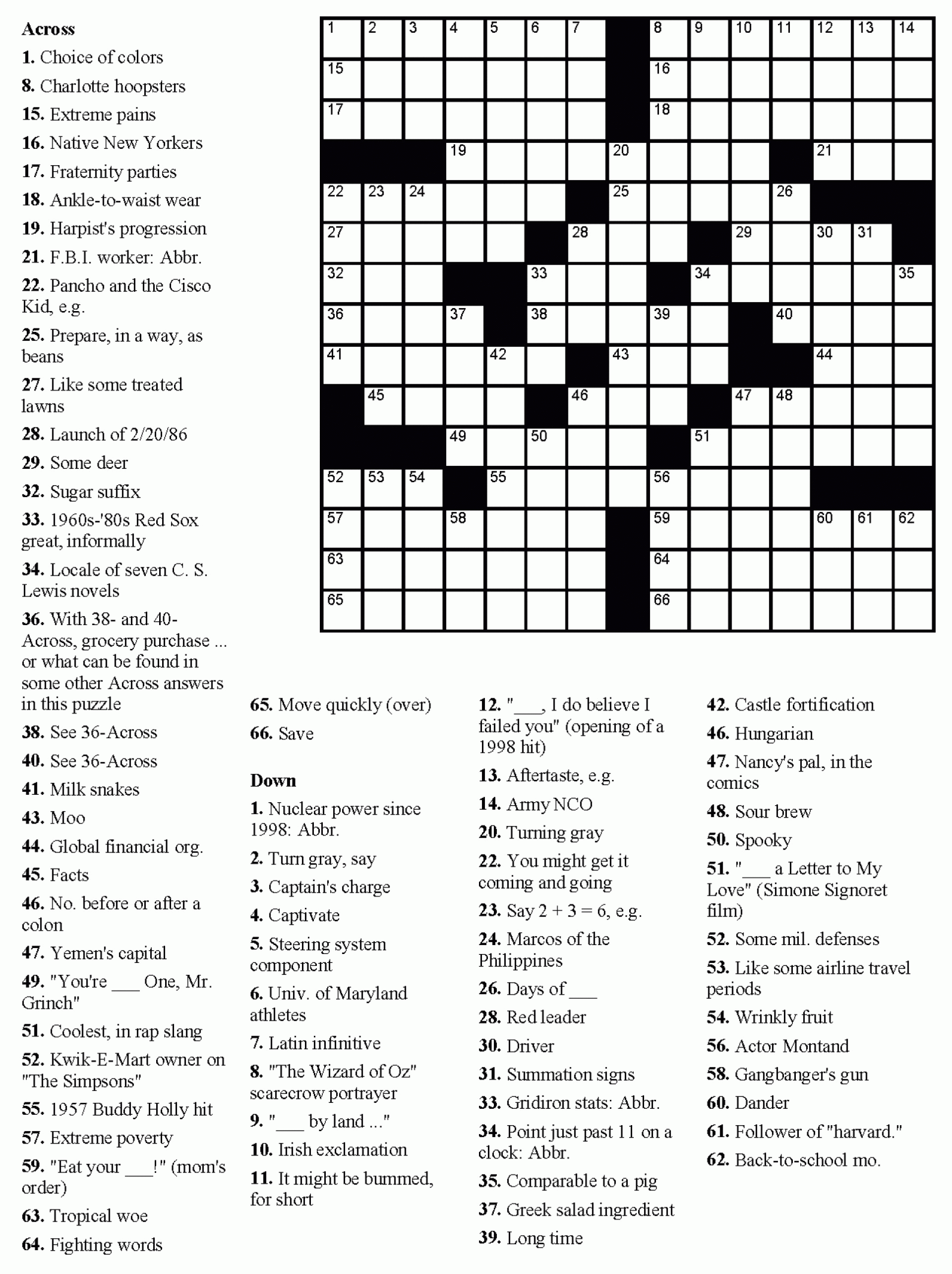 Printable Themed Crossword Puzzles Printable Crossword Puzzles