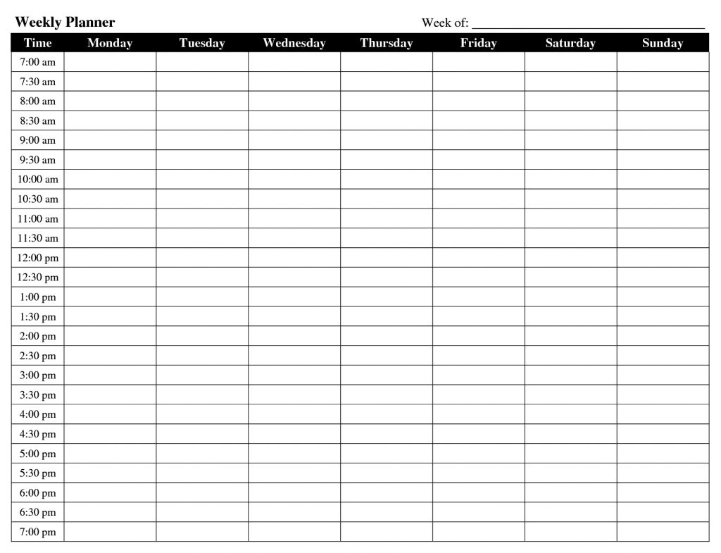 Printable Weekly Schedule Template