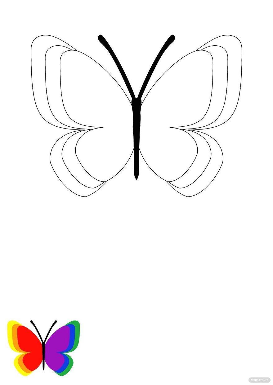 Rainbow Butterfly Coloring Page In JPG PDF EPS Download Template