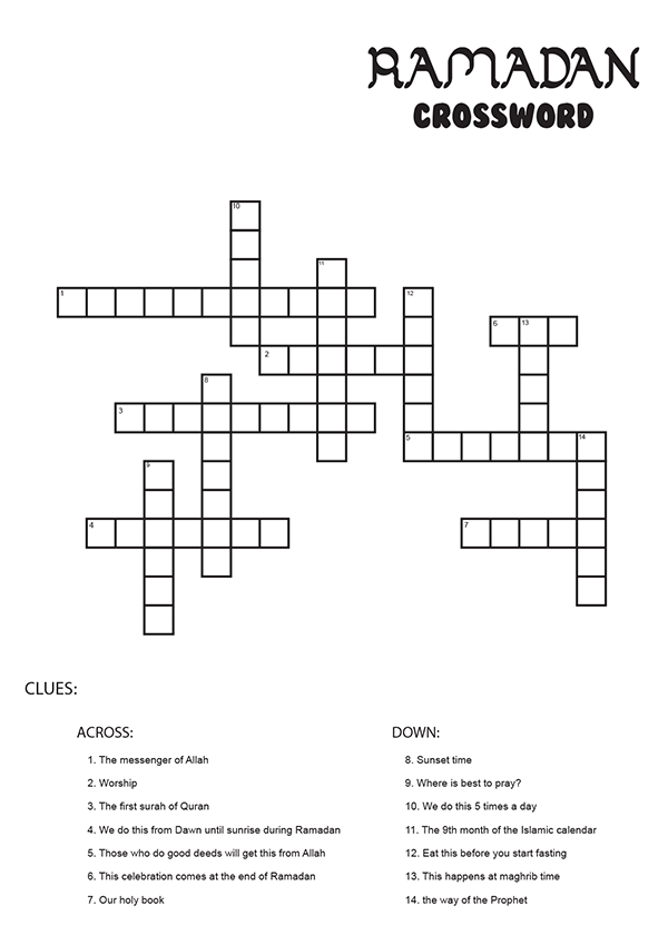 Ramadan Maze And Crossword Printable Activities In The Playroom Sally 