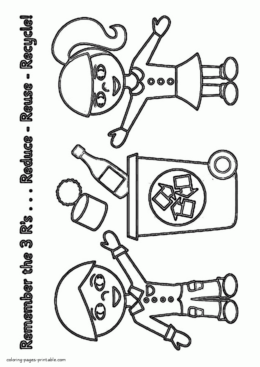 Reduce Reuse Recycle Coloring Pages For Kids COLORING PAGES 