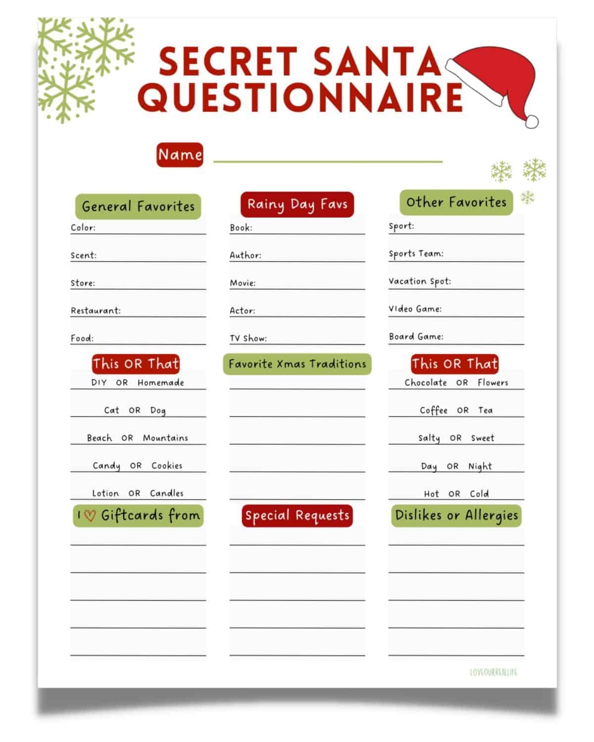 Secret Santa Questions Template Printable Vrogue co