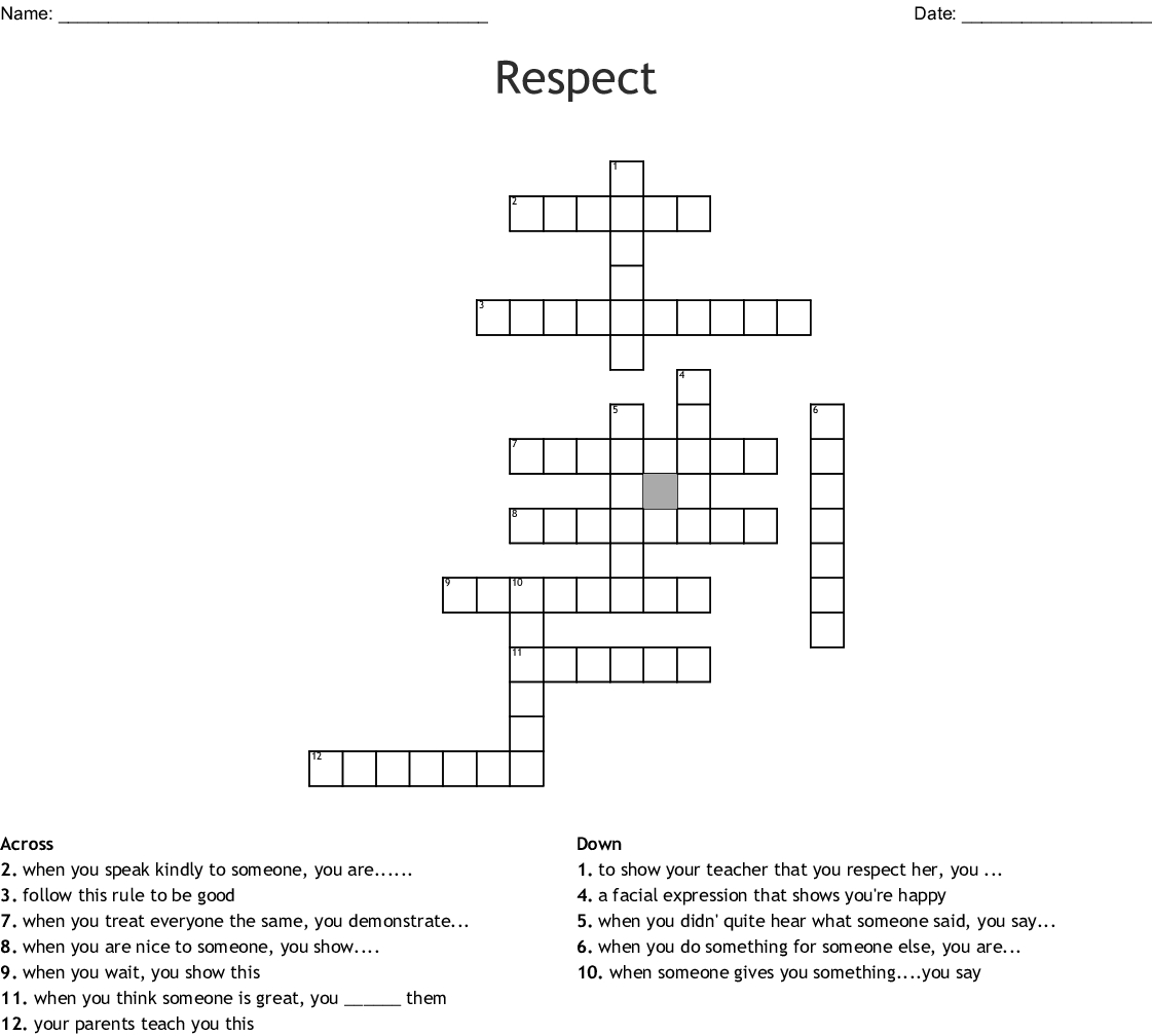 Self Esteem Word Search Wordmint Respect Crossword Puzzle Printable 