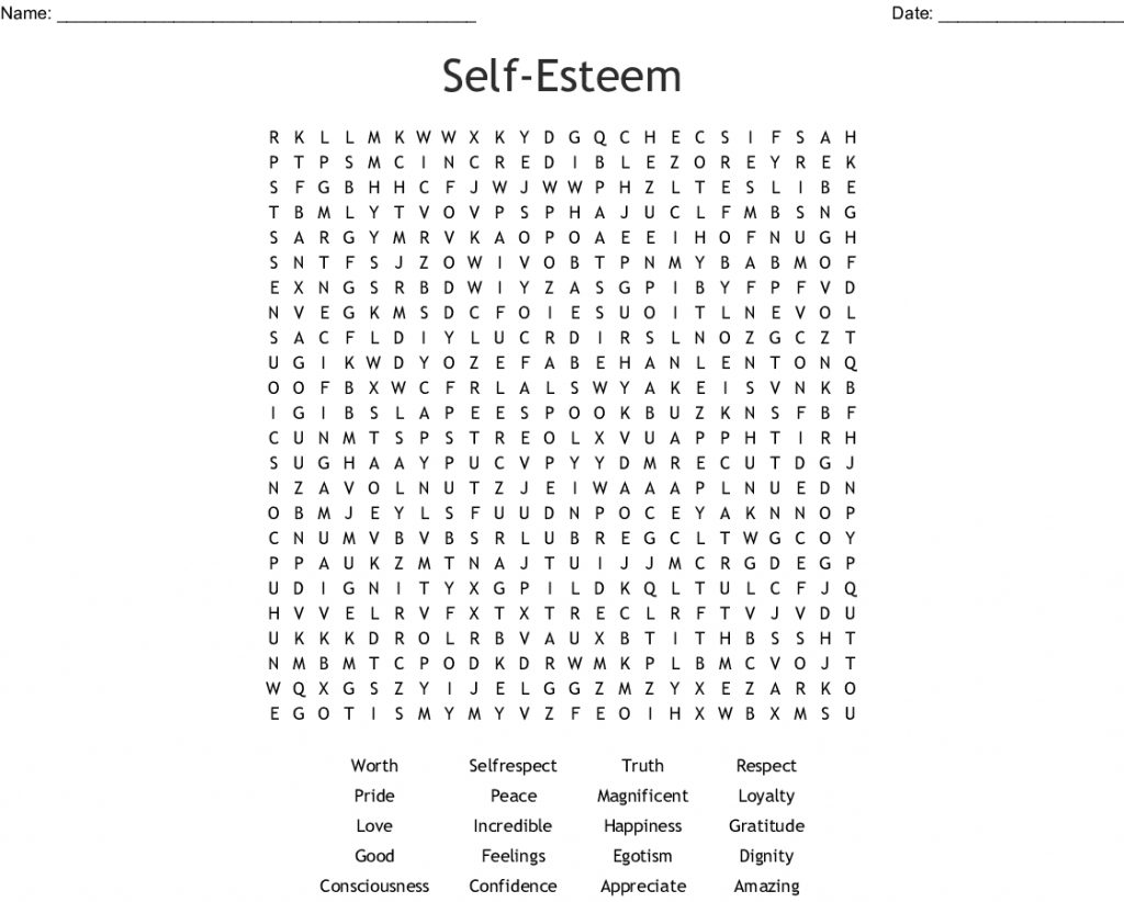 Self Esteem Word Search Wordmint Respect Crossword Puzzle Printable 