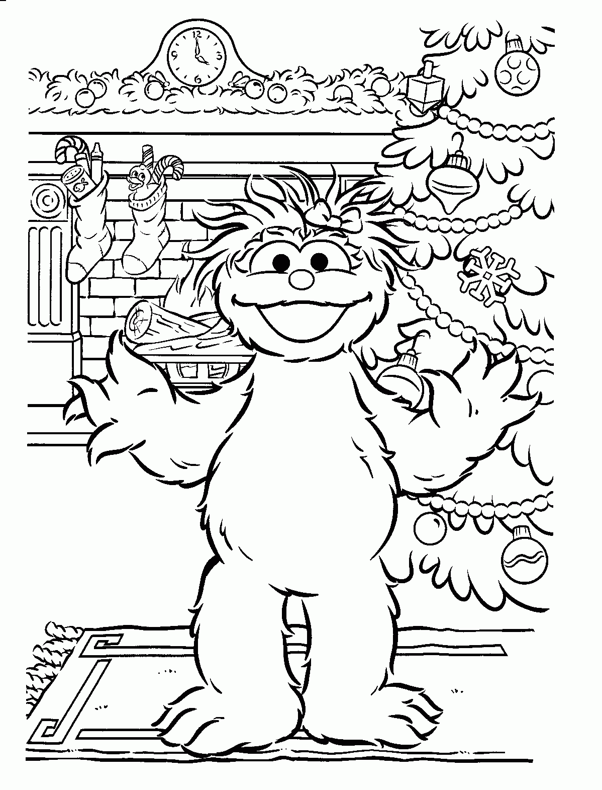 Sesame Street Christmas Coloring Pages Coloring Home