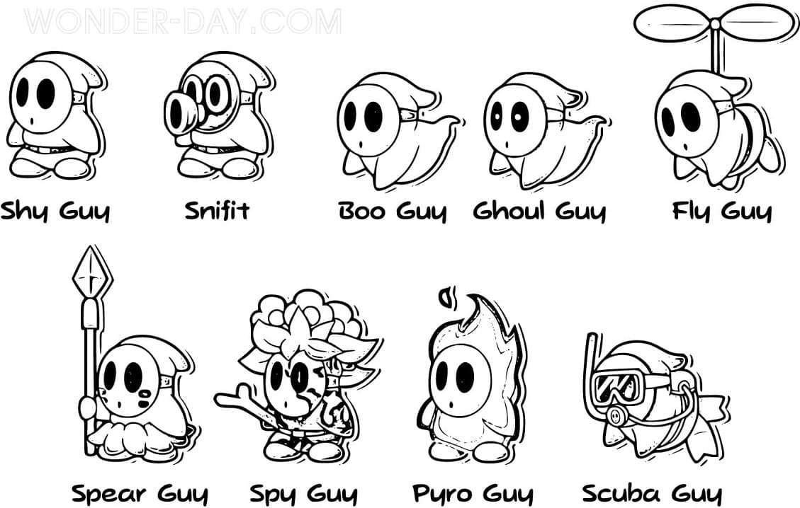 Shy Guys Mario Coloring Page Free Printable Coloring Pages For Kids